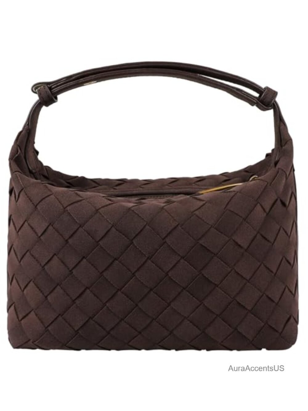Faux Suede Woven Hobo Handbag Mini Shoulder Purse with Adjustable Strap